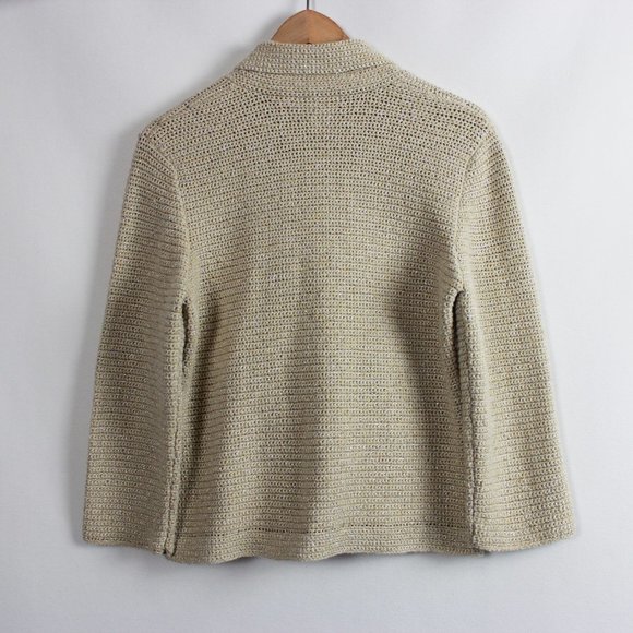 Spanner Beige Metallic Knit Sweater Blazer - Picture 15 of 15